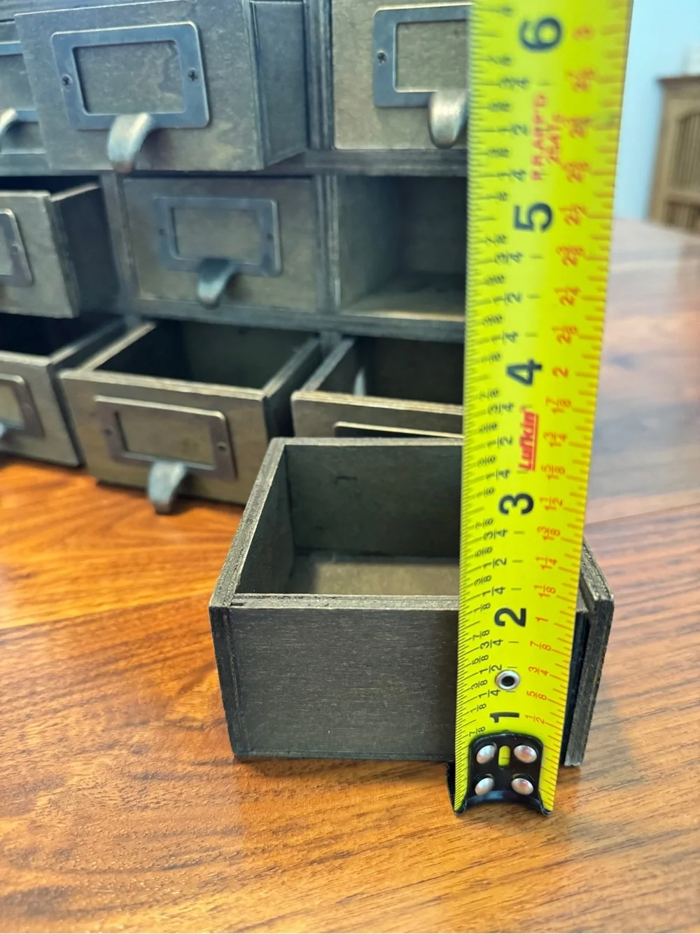 Antique-Style 9-Drawer Desktop Organizer in Aged Brass
